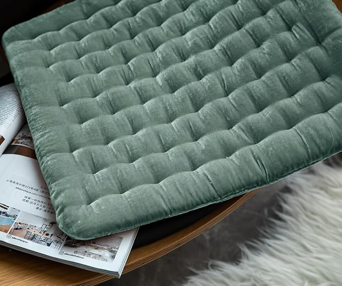 vctops Luxury Velvet Square Chair Pad Soft and Comfy Chair Cushion Tufted Indoor Seat Cushion Pillow Tatami (Blue,17"x17")