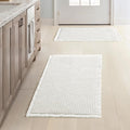 MIULEE Set of 2 Waffle Bathroom Rugs, Boho Bath Rugs Non Slip Washable, Super Absorbent Bath Mats, Ultra Soft Rubber Backed Shower Mats for Bathroom Floor, Tub and Shower, White, 17x24 Inch