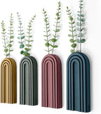 4 Pack Wood Wall Planter Indoor Wall Decor Plant Holders Boho Hanging Planter Vases for Modern Farmhouse Living Room Bedroom Rainbow Decor (Morandi Color)