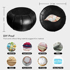 Louis Donné Unstuffed Moroccan Ottoman Pouf Cover, Foot Stool/Ottoman Foot Rest Replacement Cover, Balcony & Indoor Use, 21dia Black (ONLY Cover)