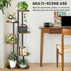 Tiered Plant Stand Indoor, Tall 6 Tier 7 Potted Wooden Plant Shelf for Multiple Flower Plants, Multi Corner Metal Plant Holder Indoor for Patio Garden Patent Design Living Room Balcony Bedroom, Rustic Brown