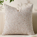 Decorative Couch Throw Pillow Covers 24x24 Beige Striped Soft Wool Pillow Covers Neutral Textured Boho Cushion Covers for Modern Farmhouse Sofa Bedroom Living Room Decor SY011-A24