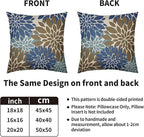 Brown Blue Pillow Covers 18X18 Inch Set of 2, Spring Summer Floral Dahlia Flower Cream Decorative Throw Pillow Covers Outdoor Modern Farmhouse Cushion Case for Home Couch Sofa Bed Decor
