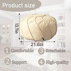 Louis Donné Unstuffed Pouf Ottoman Cover, Round Handmade Waterproof Faux Leather Foot Stool Ottoman, Storage Bean Bag Floor Chair, Footstool for Living Room Kids Room or Bedroom ONLY Cover(Off-White)