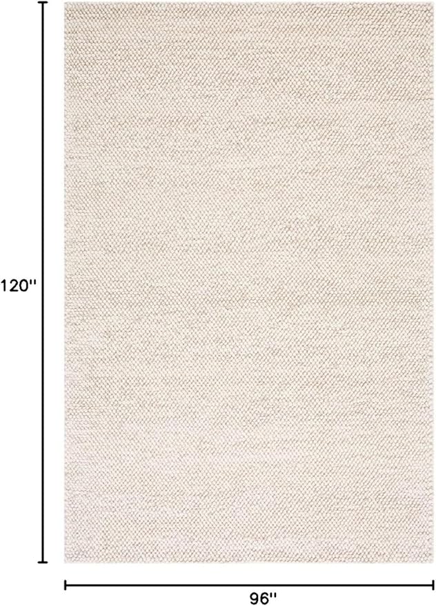 SAFAVIEH Area Rug 8x10 - Natura Collection - Large - Beige & Ivory, Handmade Wool Blend, Textured Design, Ideal for Living Room, Bedroom, Dining Space (NAT425B)