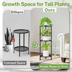 iDavosic.ly 3 Tier Plant Stand Indoor with 10 Inch Wide Tray, Tiered Corner Metal Outdoor Flower Display Holder, Vertical Tall Rack for Patio Porch Living Room, Modern Black