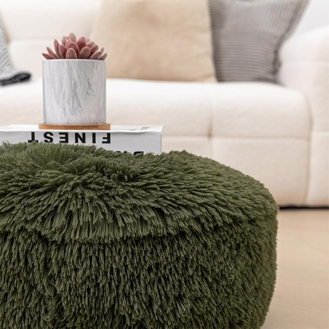Asuprui Soft Floor Pillow Large Floor Cushion for Sitting Fur Meditation Pillow Premium Yoga Pillow for Living Room Bedroom Balcony Outdoor (Dark Green Floor Pillow with Insert)
