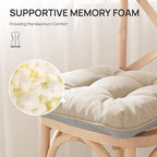 Love's cabin Memory Foam Chair Cushions Set of 4, Outdoor/Indoor Chair Pads for Dining Chairs 4 Pack, Seat Cushions for Kitchen, Dining Room, Office, Patio Chairs, 15.5" x 15.5" x 3.5" Khaki