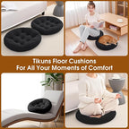 4Pcs Floor Pillows for Adults, 22x22x6 Inch Meditation Cushions, Large Round Sitting Cushion Living Room Memory Foam Pillow for Sitting (4, Black, 22x22x6 Inch)