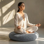 Codi Large Meditation Cushions – Round Floor Pillows for Adults with Removable Washable Cover, Soft and Supportive Floor Cushion for Yoga, Seating and Dog Bed, 32 inch - Grey
