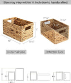 StorageWorks Wicker Basket, Baskets for Organizing, Storage Basket with Built-in Handles, Water Hyacinth Shelves (Medium 2-Pack, Natural Hyacinth)