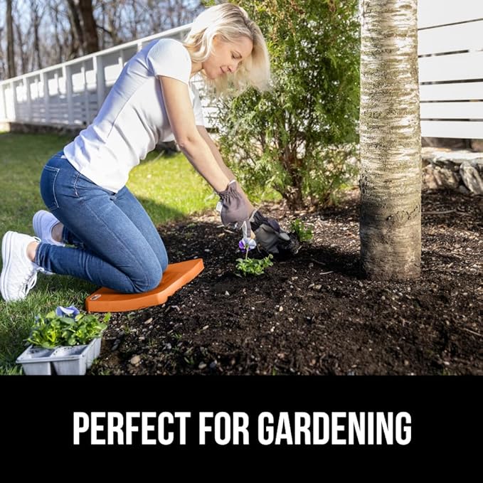 GORILLA GRIP Extra Thick Patent Pending Supportive Foam Kneeling Pad, 2 PK, Large Cushion Knee Pads for Gardening, Baby Bath, Dirt and Water Resistant, Workout and Garden Supplies, 17.5x11 Orange
