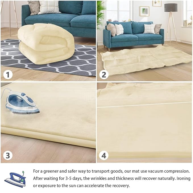 Baby Play Mat for Floor Nursery Rug Muscle Mat Area Rug Playroom Rug 74"x50" Playpen Mat Memory Foam 1.3" Thick Crawling Mat for Babies,Toddlers, Infants, Kids,Light Beige