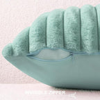 Pallene Faux Fur Plush Throw Pillow Covers 26x26 Set of 2, Luxury Soft Fluffy Striped Decorative Pillow Covers for Sofa, Couch, Living Room, Aqua