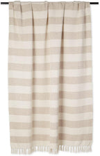 DII Rustic Farmhouse Cotton Cabana Striped Blanket Throw with Fringe, 50 x 60 - Cabana Striped Stone