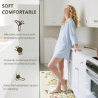 Flower Rugs for Kitchen Floor, ButterflyFloral Anti Fatigue Mats for Kitchen Floor Non Slip, 2PCS Rubber Kitchen Mat, Washable Cushioned Runner Carpet Rug for Sink Laundry 15.7"×27.5" +15.7"×47" 3.5mm
