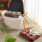 vctops Bohemian Patchwork Square Chair Seat Cushions for Dining Kitchen Office Chairs Patio Soft Cotton Linen Chair Pads (Blue,16"x16")