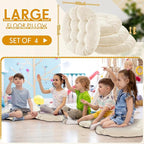 Jerify Floor Pillow Cushions Large Round Square Large Meditation Floor Pillow for Classroom Adult Meditation Picnic Party Seating Learning Daycare School(Round,Beige,4 Pcs)