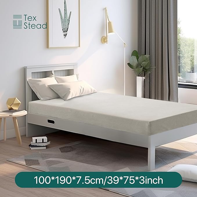 39x75x3 Inch Seat Cushion Extra Thick Memory Foam - Premium Support for Bay Window Benches, Floor Seating, Reading Nooks, Tatami Mats & Indoor Furniture, Soft Beige Washable Cover