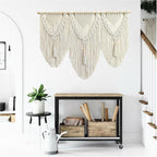 Large Macrame Wall Hanging - Boho Tapestry Macrame Wall Decor Art- Chic Bohemian Handmade Woven Tapestry Home Decoration for Bedroom Living Room Apartment Dorm Gallery - 43"x32" (Tassels)