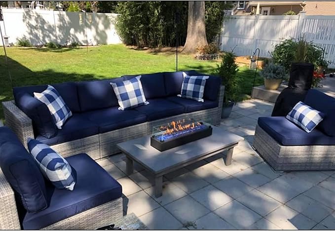 VAKADO 24x24 inch Set of 2 Navy Blue White Buffalo Plaids Throw Pillow Covers Outdoor Farmhouse Retro Decorative Check Cushion Cases Home Decor for Couch Patio Porch Sofa Furniture, Dark Blue