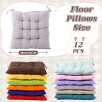 Geetery 12 Pcs Floor Pillows for Classroom Bulk Square Seating Cushions for Floor Chair School Kindergarten Reading Corner, 15.7'' Large Thick Meditation Cushions Yoga Nursery Daycare (Multicolor)