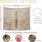 bitCNY Jesus Walking on Water Golden Glow Tapestry – Christian Wall Hanging with Divine Light, Faith-Inspired Religious Home Decor, 50x60 Inch