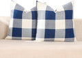CARRIE HOME Navy Blue and White 20x20 Outdoor Throw Pillow Covers Set of 2 Buffalo Plaid Farmhouse Pillow Covers 20 x 20 Inches, Boho Plaid Decor for Outdoor Patio and Yard