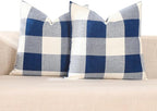 CARRIE HOME Navy Blue and White 20x20 Outdoor Throw Pillow Covers Set of 2 Buffalo Plaid Farmhouse Pillow Covers 20 x 20 Inches, Boho Plaid Decor for Outdoor Patio and Yard