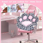 Cat Paw Cushion Kawaii Office Chair Cushion Comfy Plush Gaming Chair Cushion Cute Seat Cushion for Girl, Cute Gaming Accessories Room Decorate (Gray-Black Flecks)
