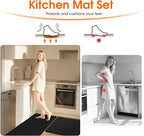 Kitchen Mats, 2PCS Kitchen Rugs, Cushioned Anti Fatigue Kitchen Mats for Floor, Non-Slip Standing Desk Mat, Waterproof Kitchen Rug Set for Kitchen Floor Office,17.3"×30"+17.3"×59" Black