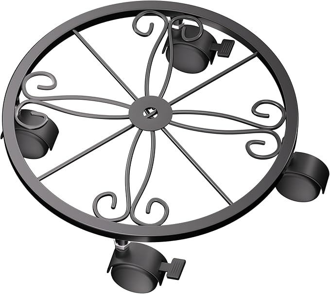 Plant Caddy with Wheels - 10.24" Plant Stand with Wheels, 360° Lockable Plant Rollers Plant Dolly, Plant Tray with Casters for Indoor and Outdoor.