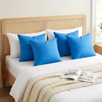 Thmyo 4-Pack 100% Cotton Comfortable Solid Decorative Throw Pillow Case Square Cushion Cover Pillowcase Sublimation Blank Pillow Covers DIY Throw Pillowcase for Sofa(18x18inch/45x45cm,Blue)