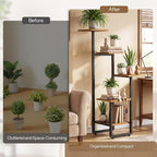 HOOBRO Plant Stand Indoor, 5 Tiered Corner Plant Shelf Flower Stand for Multiple Indoor Plants, Square Plant Flower Display Shelf for Living Room, Balcony, Patio, Rustic Brown and Black BF06HJ01