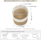 Dahey Small Cotton Rope Plant Basket Woven Plant Coiled Basket for Up to 7" Planter, Decorative Flower Pot Cover Closet Storage Bin Table Desk Organizer for Home Decor, White and Beige