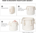 Mkono Macrame Decorative Cotton Rope Basket Boho Cute Woven Tassel Tall Basket Closet Storage Bins Organizer for Nursery,Baby Toys, Potted Plants Cover,Living Room,Bedroom Home Decor 15.7"x 19.6"