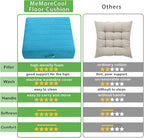 MeMoreCool Square Floor Pillow Seating for Adults Kids, Large Meditation Cushion Floor Pillow with Thick Foam & Soft Tufted Cover, Washable Big Pillow Seat Floor Cushion for Sitting Yoga 22" Blue