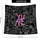 Quote You Are Tapestry Inspirational Wall Art Wall Hanging Positive Saying Classroom Tapestries for Teen Girl Bedroom Dorm 50 * 60 Inches (Black)