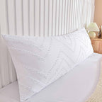 Nanko Body Pillow Case Cover 1 Pack 20x54 with Zipper, White Tufted Jacquard Boho Soft Shabby Chic Microfiber Long Decorative Pillow Covers/Pillow Shams, Comfortable Body Pillowcase for Women Men