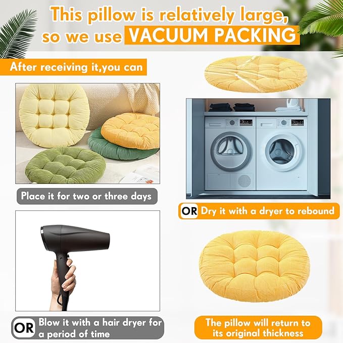 Jerify Floor Pillow Cushions Large Round Square Large Meditation Floor Pillow for Classroom Adult Meditation Picnic Party Seating Learning Daycare School(Round,Yellow-Green,4 Pcs)