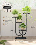 Bamworld Upgraded Outdoor Plant Stand Metal Plant Stand Indoor Corner Plant Stands 4 Pots Plant Shelf for Tall Plant Holder Black Plant Shelves for Living Room Bedroom Midcentury Modern Home Decor