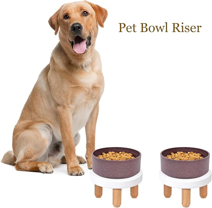 ARTORA Small Wooden Riser, Decorative Round Wood Desktop Plant Stand Mid Century Kitchen Counter Pedestal Stand for Centerpiece Pet Bowl Holder (White, 2 Pack)
