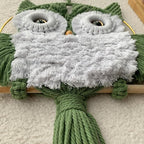 ACEDSGN Macrame Owl Wall Hanging Boho Hippy Decor, Handmade Tapestry Fiber Art Wall Decor for Nursery Bedroom Living Room, Sustainable Gift for Owl Lovers & Nature Fans