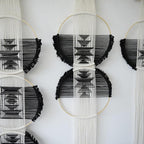 Flber Macrame Wall Hanging Combination 3 Pcs Beige and Black Handmade Woven Boho Home Chic Wall Decor Geometric Art Decor Bedroom Nursery Apartment Dorm Decoration Minimalistic Neutral Wall Decor