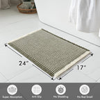 MIULEE Set of 2 Waffle Bathroom Rugs, Boho Bath Rugs Non Slip Washable, Super Absorbent Bath Mats, Ultra Soft Rubber Backed Shower Mats for Bathroom Floor, Tub, Green & Cream, 17x24 Inch