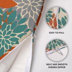 Teal Orange Gray Grey Pillow Covers 20X20 Inch Set of 2, Spring Modern Geometry Dahlia Floral Print Decorative Throw Pillow Covers Outdoor Farmhouse Cushion Case for Couch Sofa Bed Decor