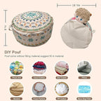 MOCOFO Round Bohemian Ottoman Pouf Cover, 18 Inch, Cotton Blend, Church Window Print, Living Room Storage Footrest, Cover Only (Green Diamond)