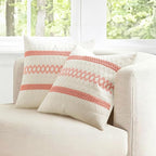 MIULEE Set of 2 Coral Red Boho Valentines Decorative Lumbar Pillow Covers 12x20 Inch Farmhouse Rustic Couch Throw Pillows Modern Spring Cushion Covers Cute Macrame Woven Home Decor for Bed Sofa Chair