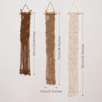 HVEST 3 Pcs Small Macrame Wall Hanging Boho Decor Handmade Woven Tapestry for Bedroom, Brown Macrame Wall Art for Living Room Nursery Apartment Office Home Decor