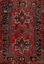 SAFAVIEH Vintage Hamadan Collection Area Rug - 5'3" x 7'6", Red & Multi, Traditional Persian Design, Non-Shedding & Easy to Clean, Ideal for Living Room, Bedroom, Dining Space (VTH211A)